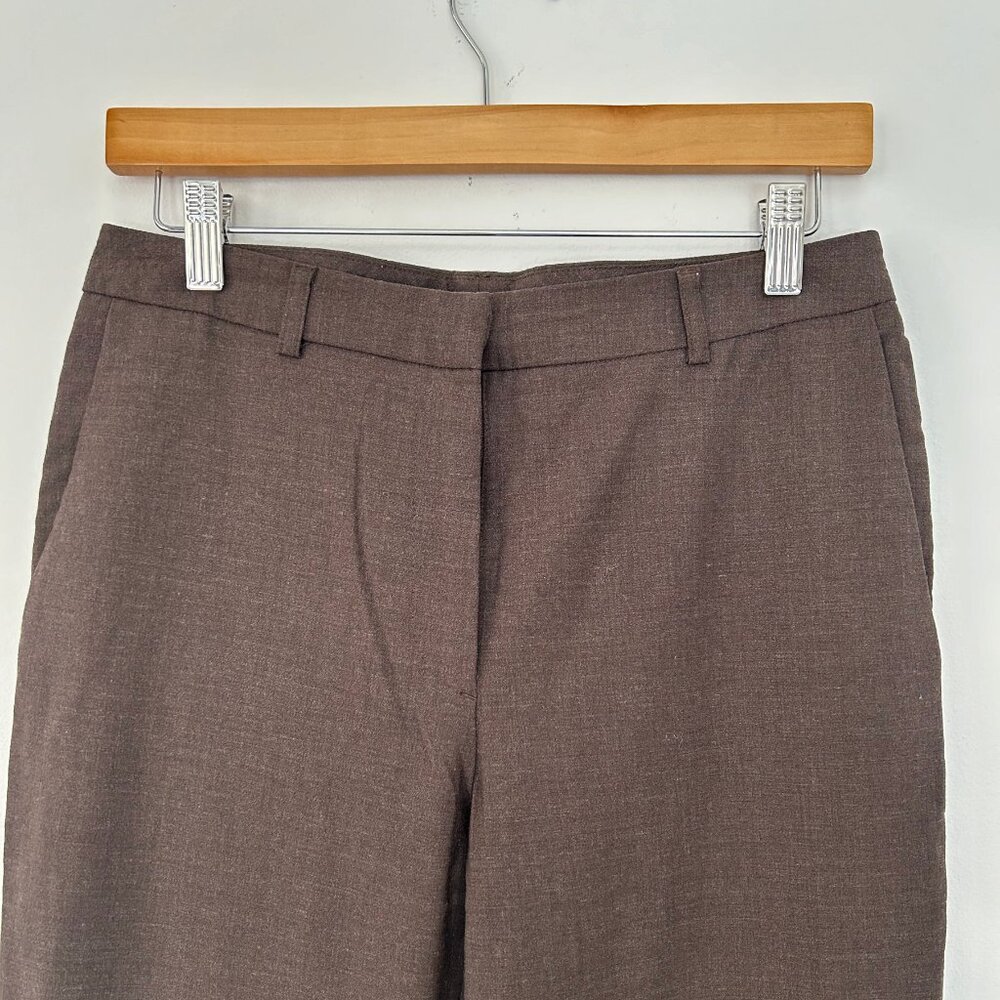 Theory Brown Wool Flare Leg Trousers